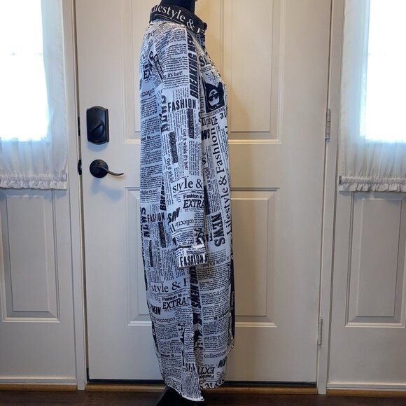 LIVE 4 TRUTH Fashion Newspaper Print Sheer Tunic Top Small City Artsy Journalism - Picture 4 of 15